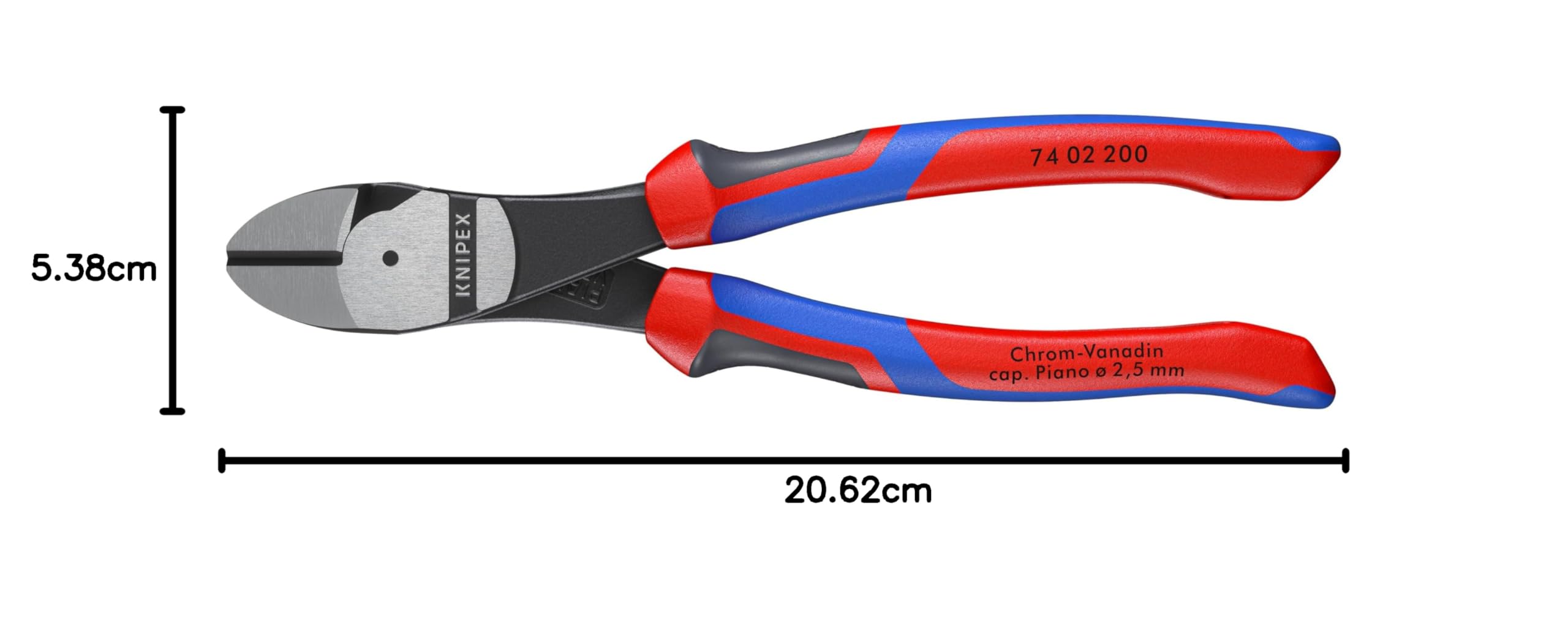 KNIPEX Alicates de corte diagonal de fuerza con mangos confort 200 mm, 74 02 200