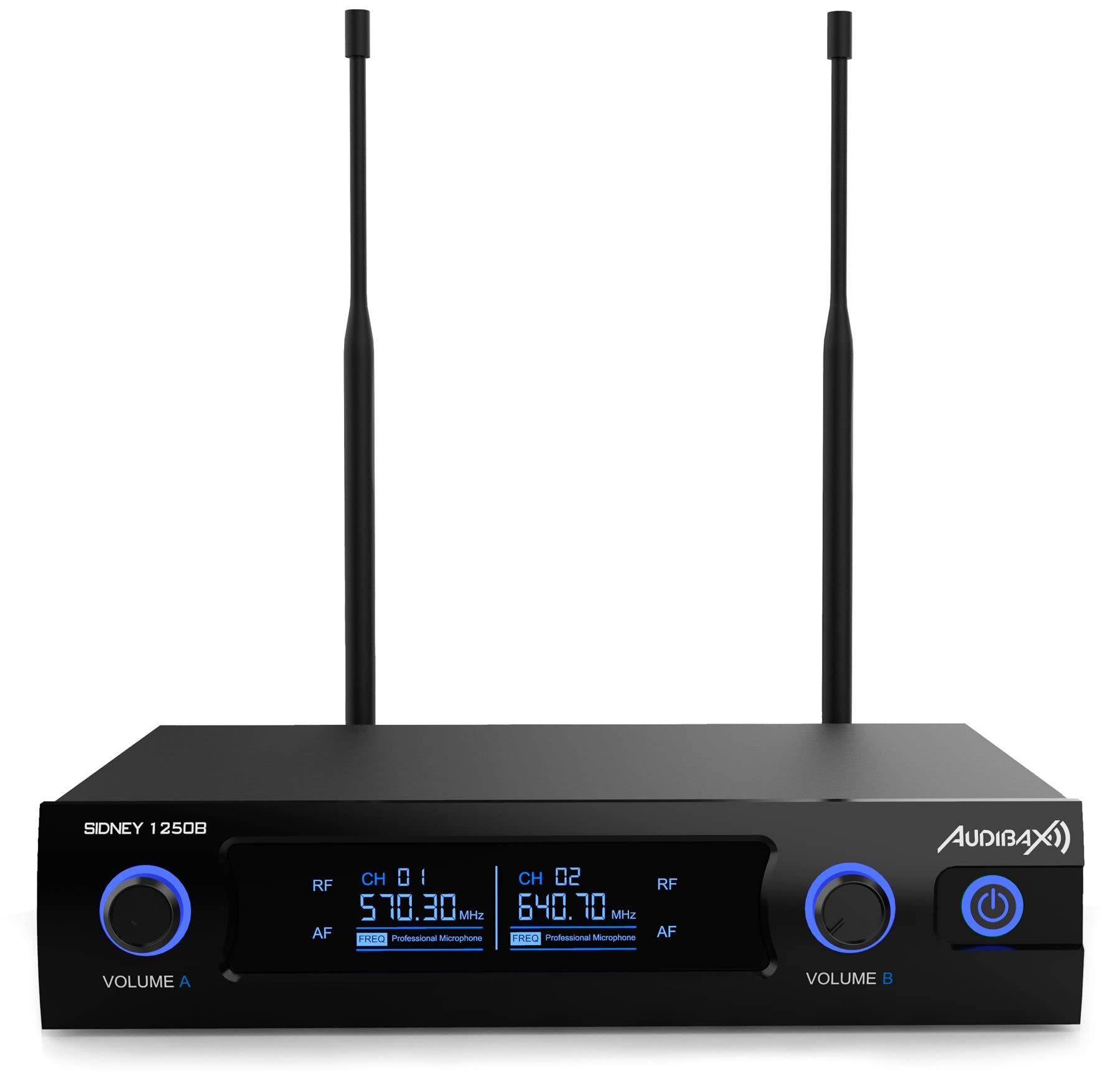 Audibax Sidney 1250 B Micrófono Doble Mano Profesional UHF Frecuencia B + Maleta