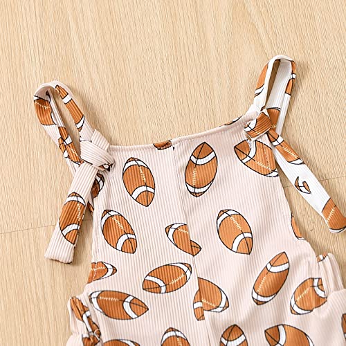 Honganda Summer Toddler Baby Girl Football Jumpsuit Sleeveless Game Day Romper Bell-Bottom Suspender Pants Bibs Overalls4