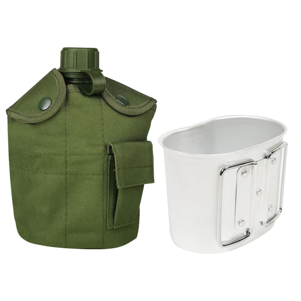 borraccia da campeggio, Set di borracce in alluminio, bollitore for acqua portatile da 4 litri(Army Green)