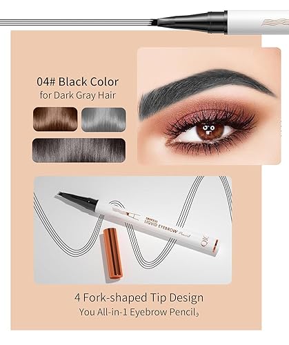 2 Pcs Microblading Eyebrow Pen, 2025 Upgraded 3D Waterproof 4-Tip Eyebrow Pencil, Natural Makeup Long-Lasting Fine Stroke Magic Eyebrow Pencil for Women Stay on All Day (Dark Brown*2)(Black*2)