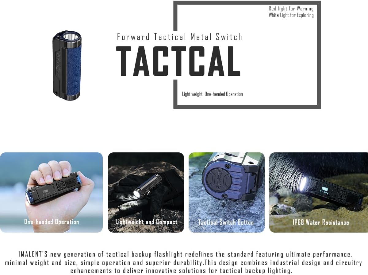 IMALENT BL70 EDC Tactical Flashlight with Red Light, 6000 Lumens Mini Flash Light Rechargeable USB C Floodlight for Outdoors Emergency Camping Night Observation