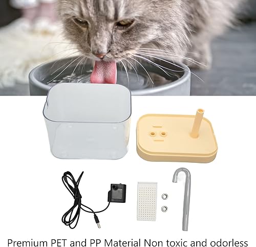 Miniatura 3 de Fuente de agua para gatos, dispensador de agua transparente silencioso para mascotas con tubo de codo para interiores (tapa amarilla)