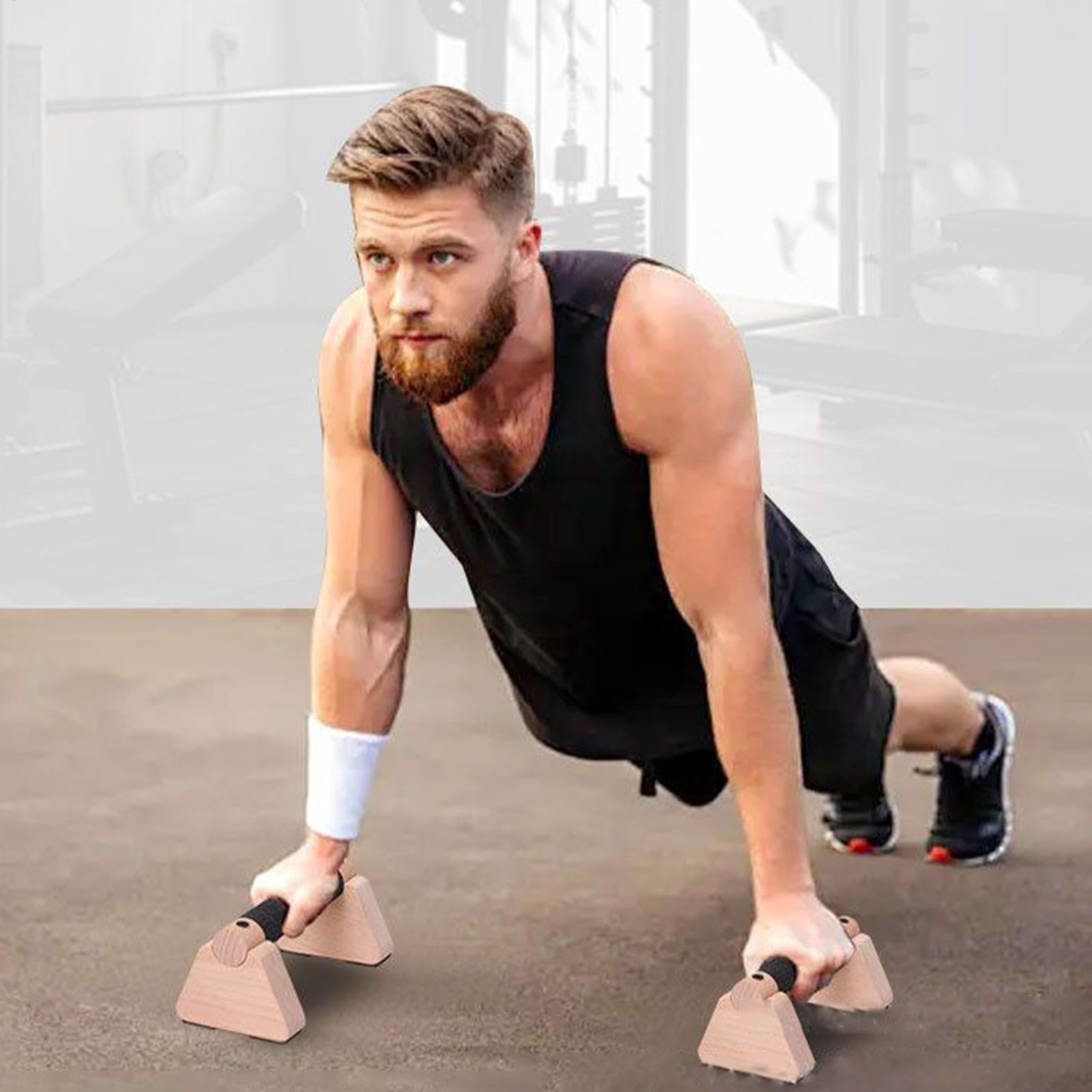 Parallettes En Bois - Bars Push Up For Men | Barres Push Up En Bois Avec Coussinet Anti-guidon | Parallettes Gère L'équipement D'entraînement À Domicile Pour Les Hommes D'entraînement En Force, Les Pl