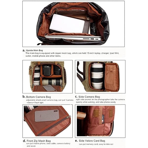 Cameratas Canvas Batik Waterdicht Fotografie Outdoor Slijtvaste Grote Fotocamera Rugzak (Kleur: Kastanjebruin Maat: Eén maat) yubin1993