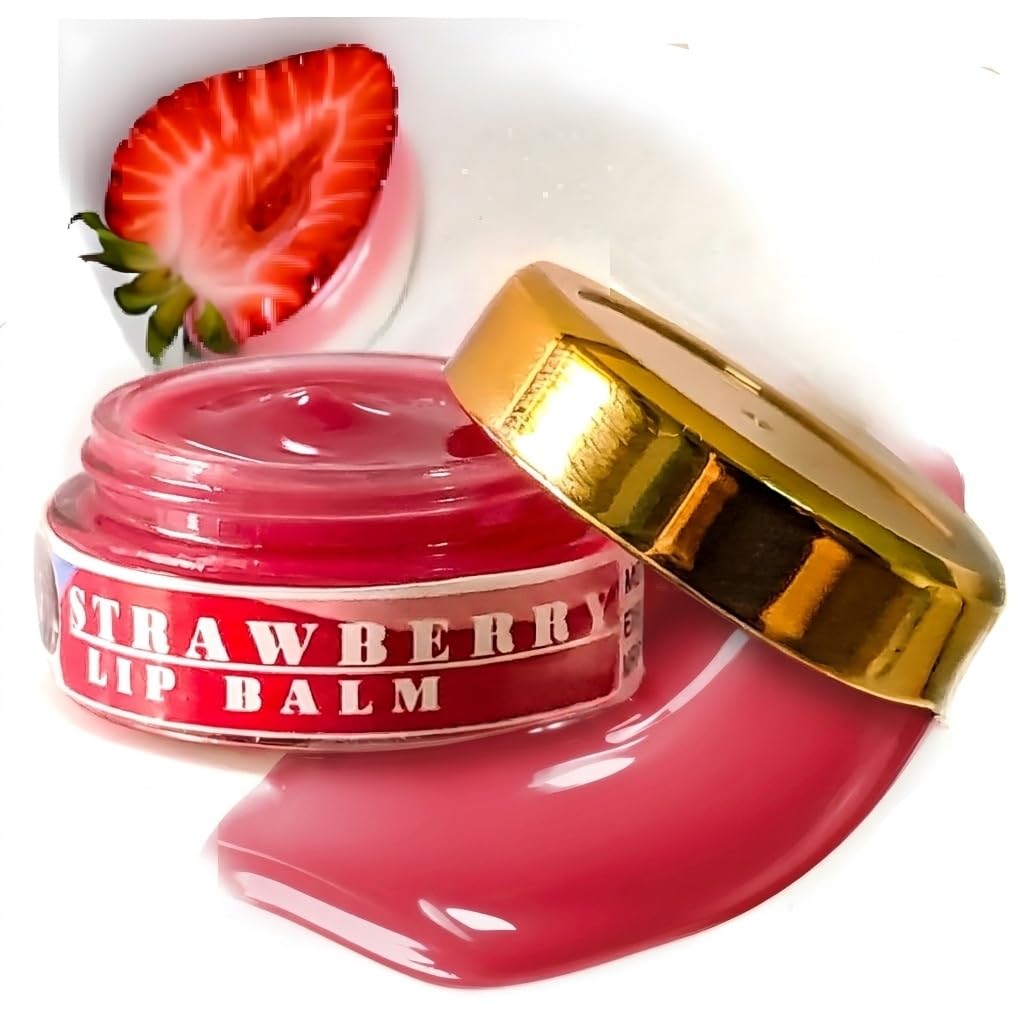 Extra-large Strawberry Lip Balm, 10g, For Dry and Chapped Lips, pink Tint and Strawberry Flavor for kids and girls 3 in one as a Daytime lip moisturizer, Overnight lip mask, Nourishing butter balm-image-48
