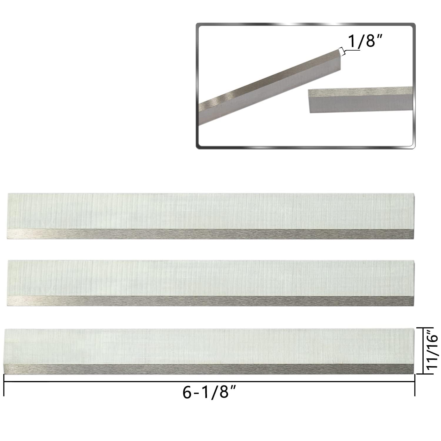 155mm Cepillador Cuchillos Junta Cuchillos Set HSS Reemplazo Cepilladores 3pcs