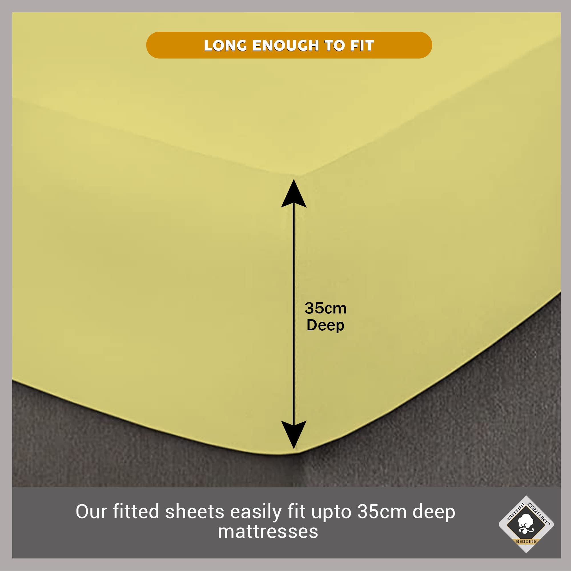Cotton Comfort Bedding Single Fitted Sheet Deep 35cm for Single Bed 100% Egyptian Cotton 400 Thread Count Fitted Bed Sheets Single Comfortable & Breathable Super Soft Bed Sheets - Image 3