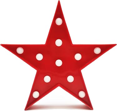 Patriotic Independence Day Red Star Decoration, Marquee Light LED Star Sign Tabletop Decor for USA Celebrations