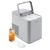 COMFEE’ RCI12GY1EU(E) Macchina del Ghiaccio, 8 Cubetti in 6 Minuti (12kg, 24h), Funzione Autopulente, 2 Dimensioni, con Paletta e Cestello, Portatile per Casa e Cucina, Grigio