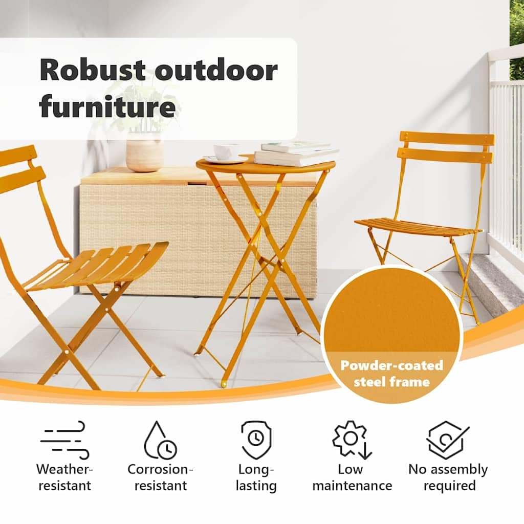vidaXL Tavolo da bistrot Senape Ø 50 x 71 cm, Tavolo Bistro Rotondo, Moderno, Pieghevole per Giardino e terrazza, salvaspazio e Pratico per Esterni