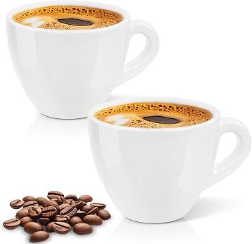 Pilnocok Ceramic Espresso Cups Set of 2, 2.5 oz White Small Coffee Mugs