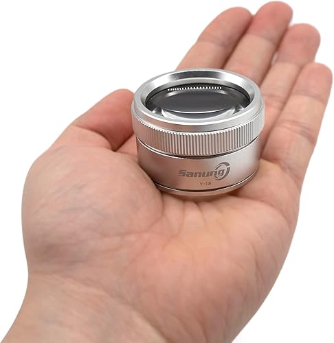Miniatura 4 de Sanung Lupa óptica 30X, lupa de lectura de aleación de zinc Y-18 con doble lente de vidrio blanco, lupas de joyería de alta definición para leer,