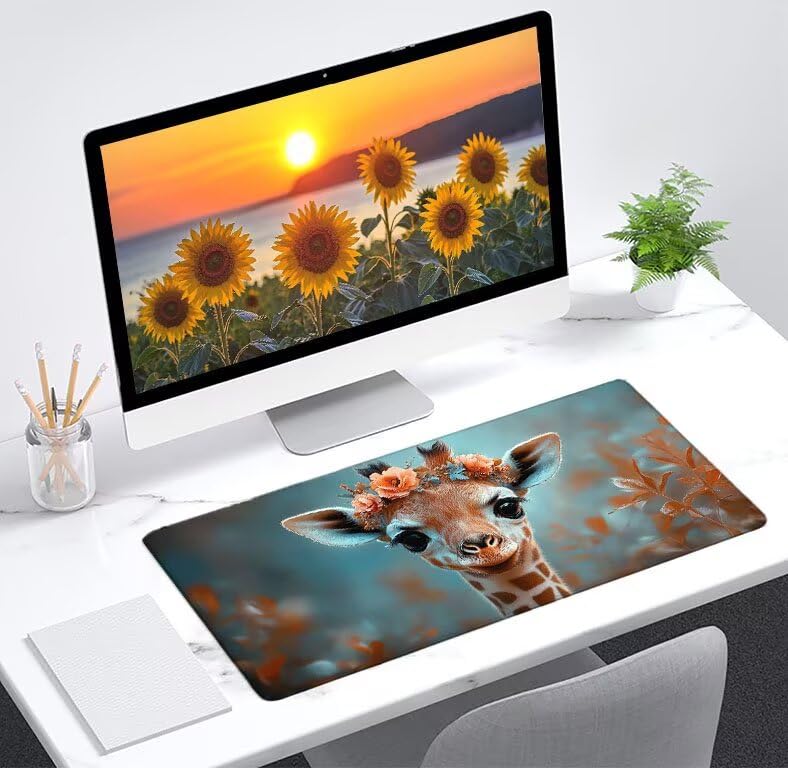 Tapis de souris XXL gaming 900x500mm girafe pour bureau