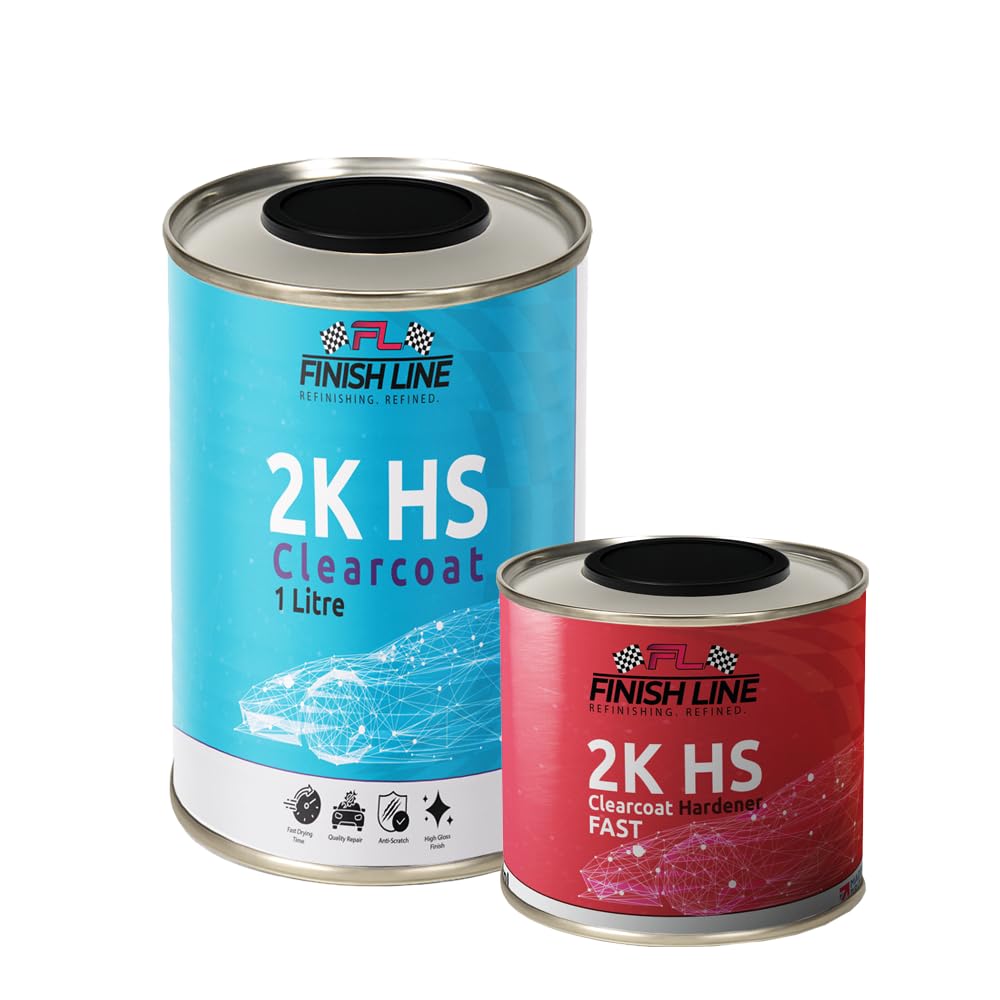 Finish Line Colourless 2K Hs Clearcoat 1.5 Litre Kit, 1 Litre Acrylic Polyurethane Clearcoat, 500Ml Hardener