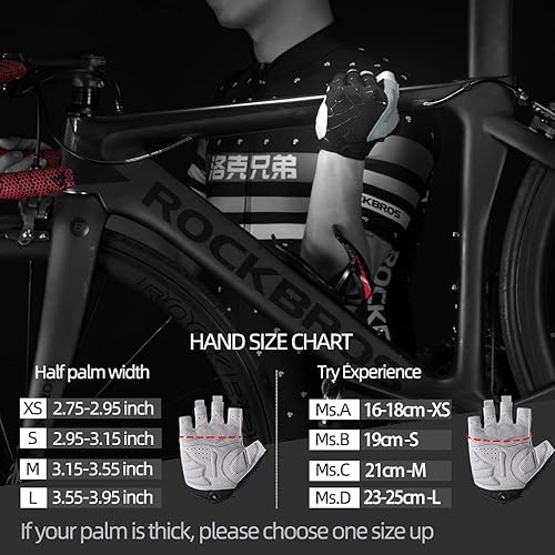 Miniatura 6 de ROCKBROS Cycling Bike Gloves for Men Women - Half Finger Bicycle Gloves Padded Shock Absorbing Anti-Slip Breathable MTB Road Biking Gloves
