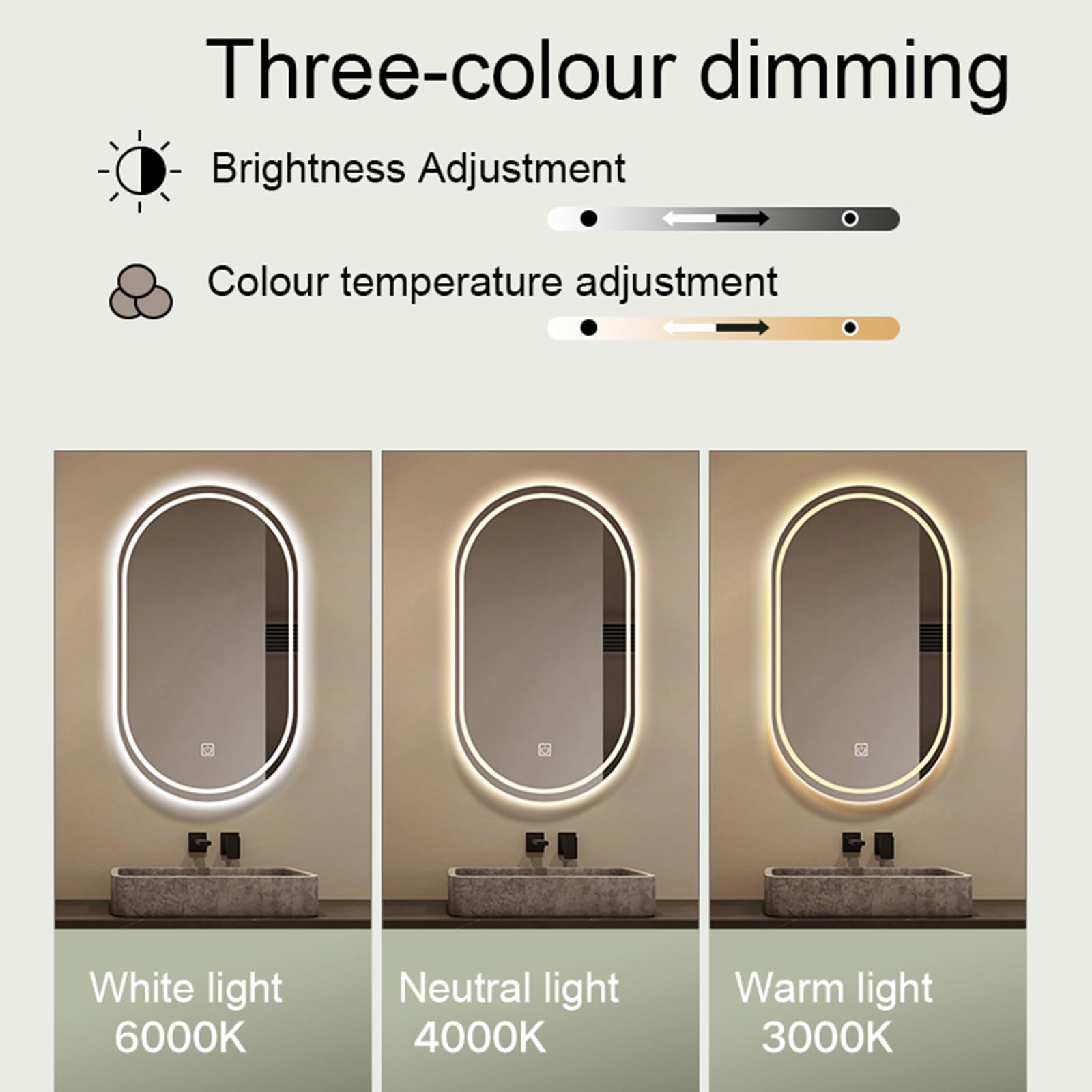 YFZNWHX Specchio Ovale Irregolare Illuminato, Specchio Da Parete Del Bagno, 50X80CM/60X90CM/60X100CM Specchio Asimmetrico Di Vanità Con Luci LED, Dimmerabile, Funzione Di Memoria (Size : 60x100cm