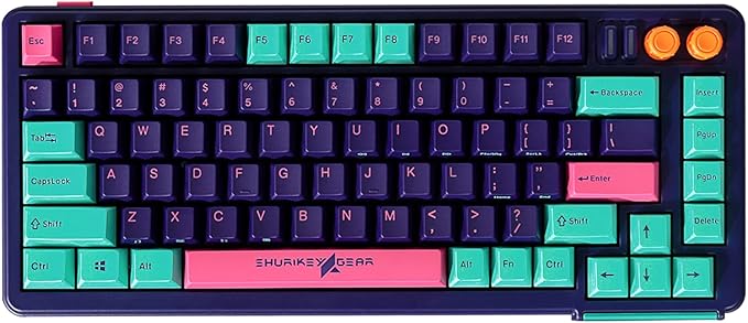 Shurikey 75% Wireless Mechanical Keyboard, Compact 81 Keys Wired Gaming Keyboard (Varmilo EC V2 Moxa Switch) for Windows Mac OS Android, White LED Backlit - Saizo 003