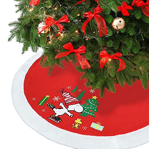 Peanuts Snoopy 48" Embroidered Applique Christmas Tree Skirt #TOP3