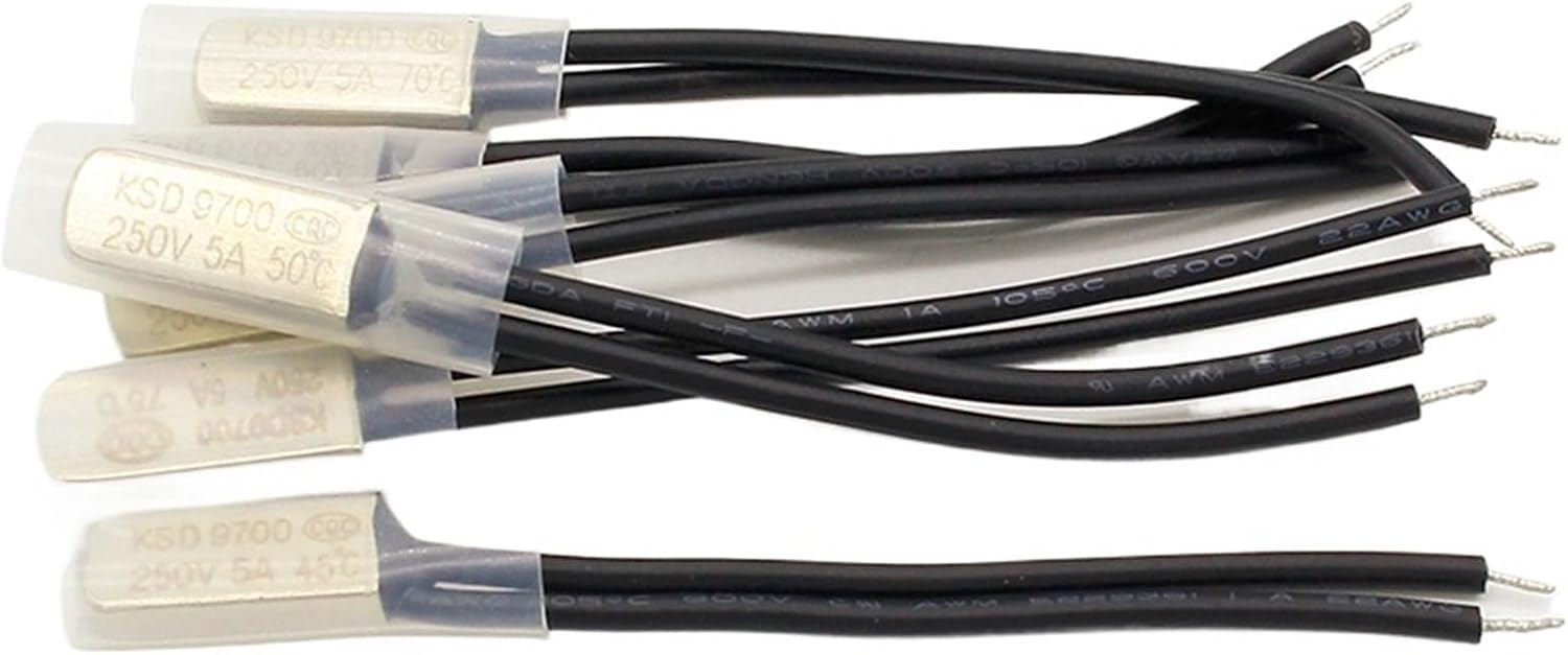 2PCS KSD9700 250V 5A Bimetal Disc Temperature Switch N/C Thermostat Thermal Protector 40-135 degree centigrade(90 Normal Closed)