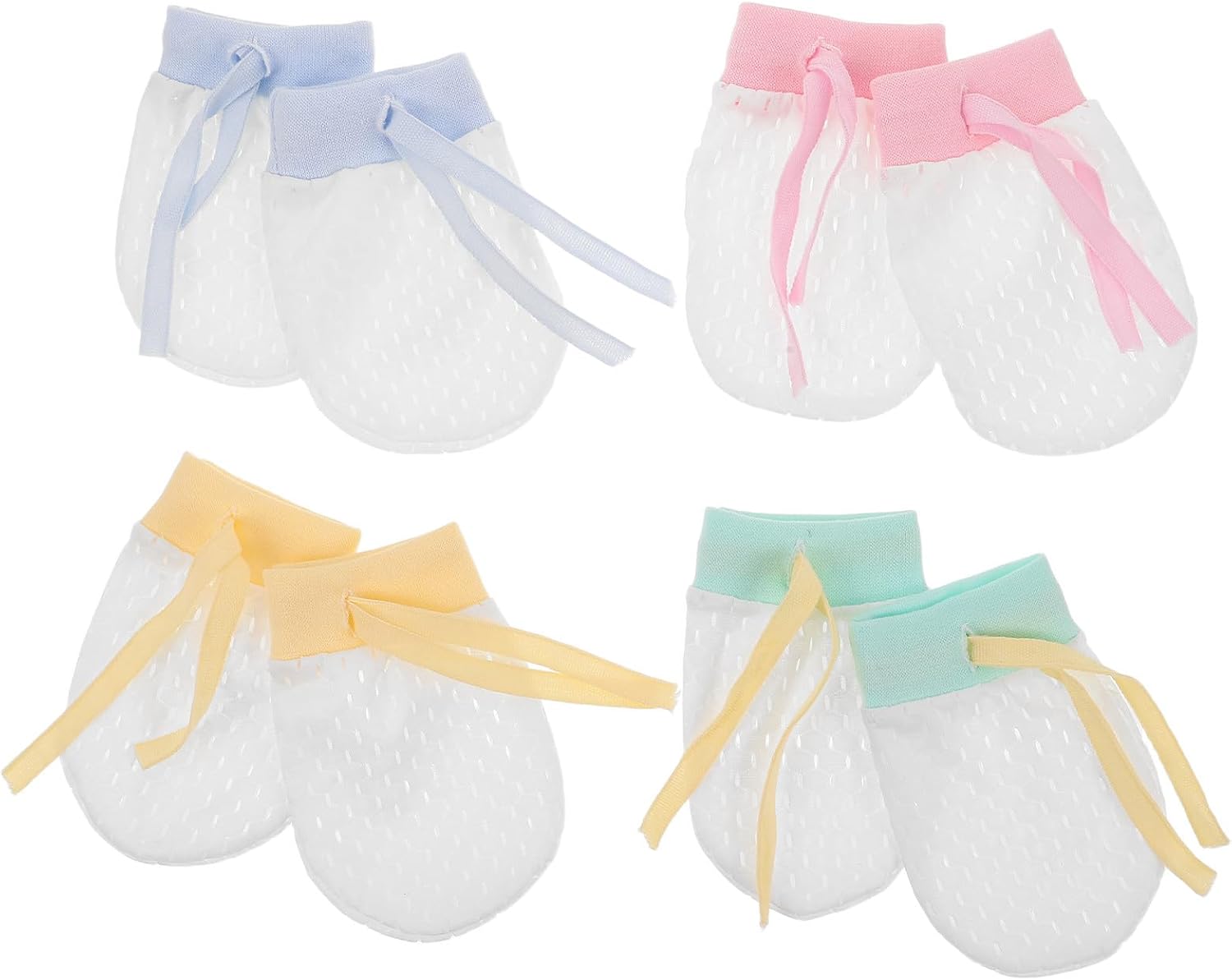 STOBAZA Baby Mittens 4 Pairs Nylon Mesh Drawstring for Newborns