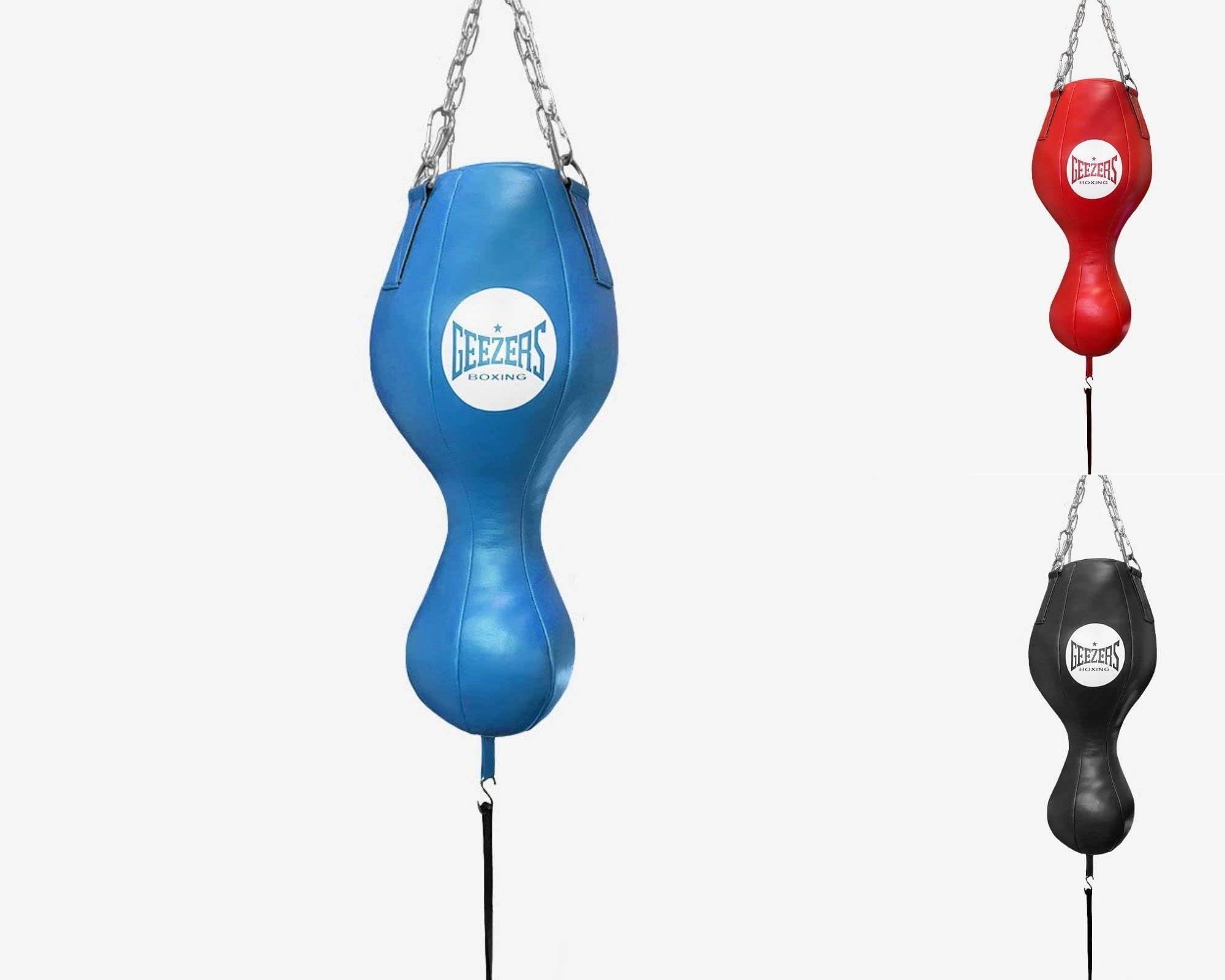 Geezers Boxing Elite Pro 3 in 1 Punch Bag, Premium leather Angle bag, 2.5ft Uppercut Punch bag, Floor to ceiling maize bag. (Blue)