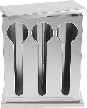 UPKOCH Stainless Steel Spoon Holder with Lid 3-Compartment Silverware Organizer Box for Kitchen Drawer Storage Flatware and Utensil Organizer for Home and Restaurant Use 3.53 X 2.91 X 1.23 Inches