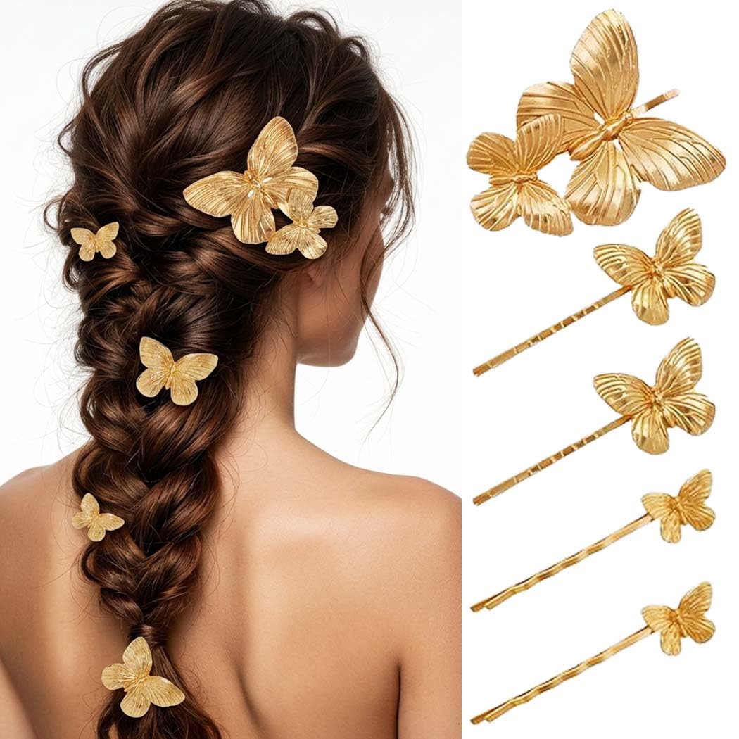 Amazon.com : BARTOSI Gold Butterfly Hair Pins Butterfly Hair  display picture 3