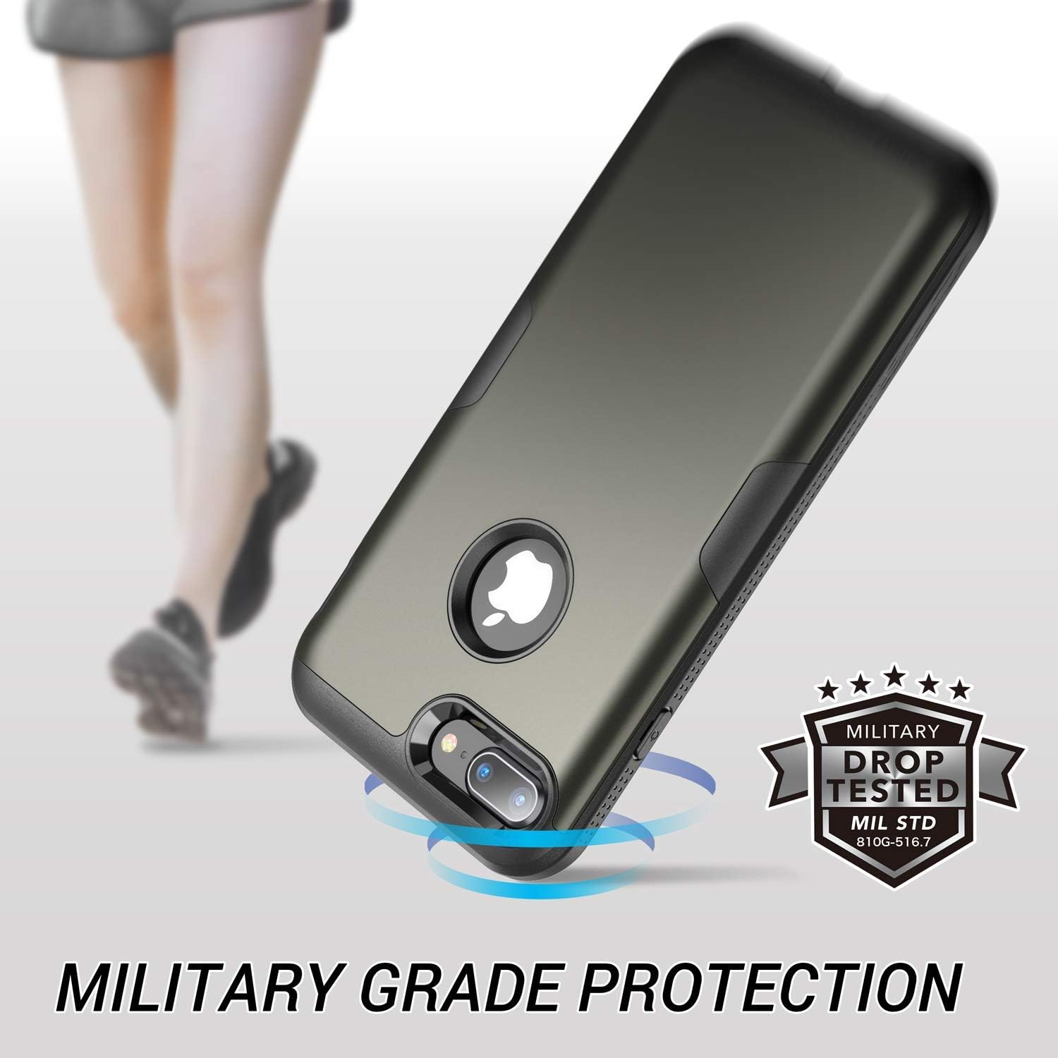 Flаѕh Dеаlѕ - 60% оƒƒ YOUMAKER Designed for iPhone 8 Plus Case & iPhone 7 Plus Case, Full Body Rugged with Built-in Screen Protector Heavy Duty Protection Slim Fit Shockproof Cover for iPhone 8 Plus 5.5 Inch - Gun