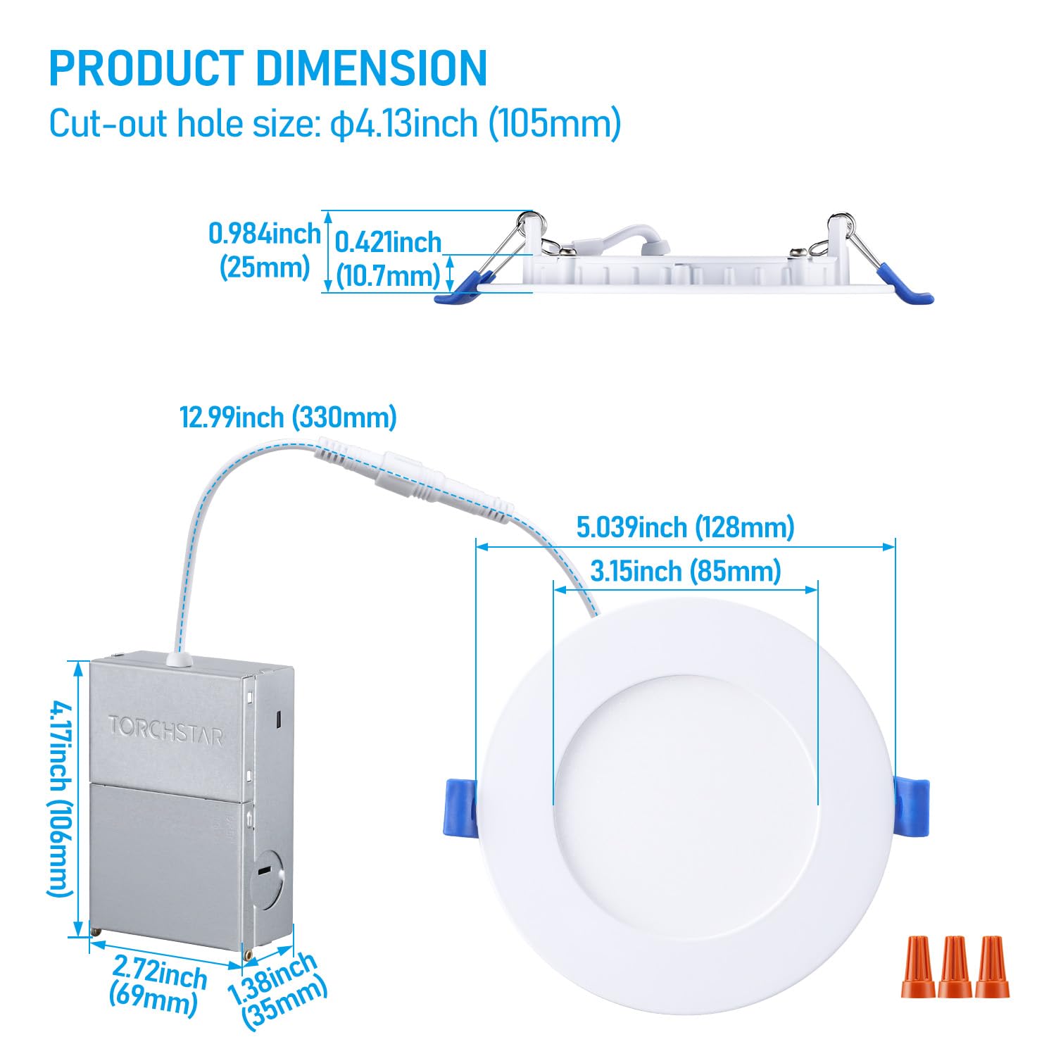 10W 4 Inch LED Recessed Lighting With Junction Box, 3000K Warm White, 5