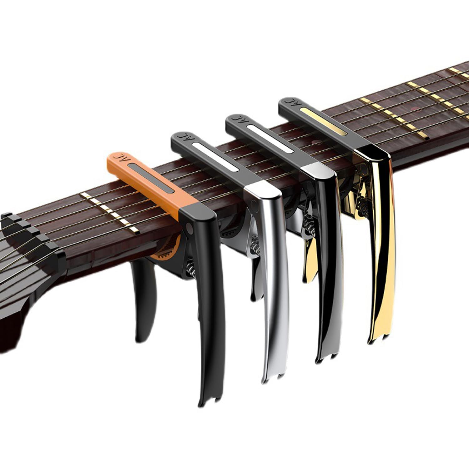 Guitar Clip Capo for 6-String Acoustic and Electric Guitars, Interchangeable Capo with Picks Holder (Orange)