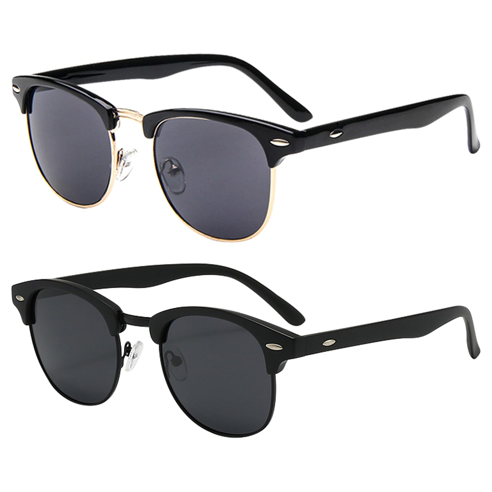 JSTHHTT 2 Pares Gafas de Sol Polarizadas Hombre Mujer, Gafas de Sol Hombre Polarizadas, Retro Medio Marco Gafas, UV400, para Conducci贸n Playa Pesca Golf