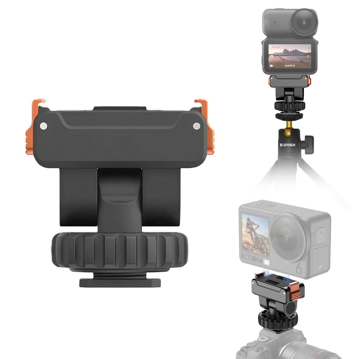 カメラコールドシューアダプター対応DJI対応Osmo Nano対応Osmo Action 6マグネット式クイックリリース三脚マウント付属品1/4インチネジデジタル一眼レフカメラ用写真撮影用160度チルト調整可能