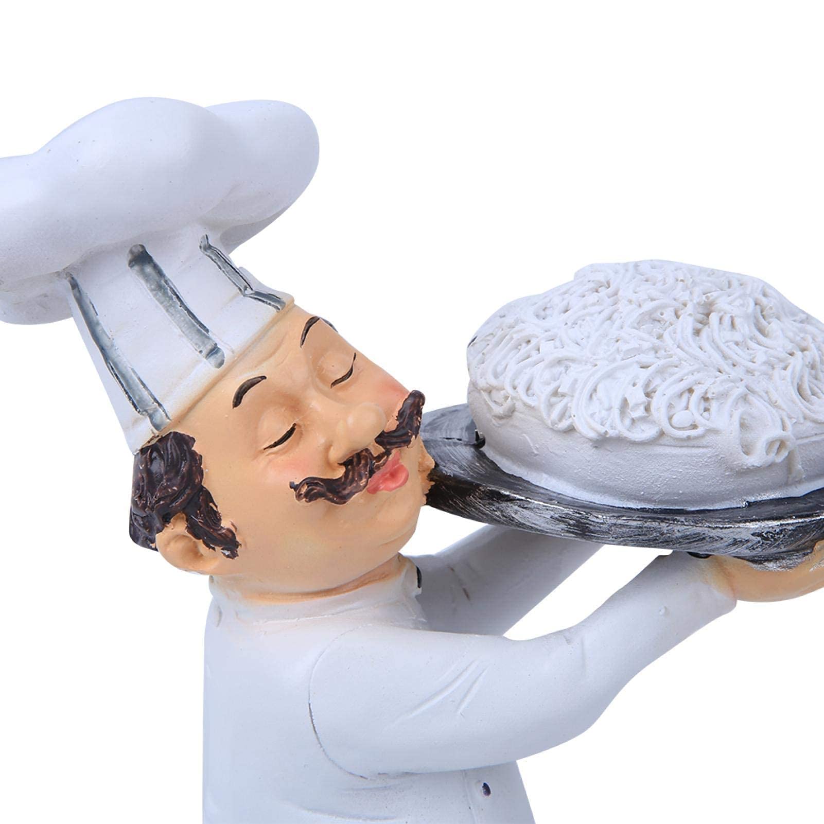Figuras de Estatua de Chef, Estatua de Chef de tamaño pequeño Pintada a Mano con Base Estable para Regalos de inauguración de la casa para Decoraciones de Restaurante de Cocina casera (7124t)