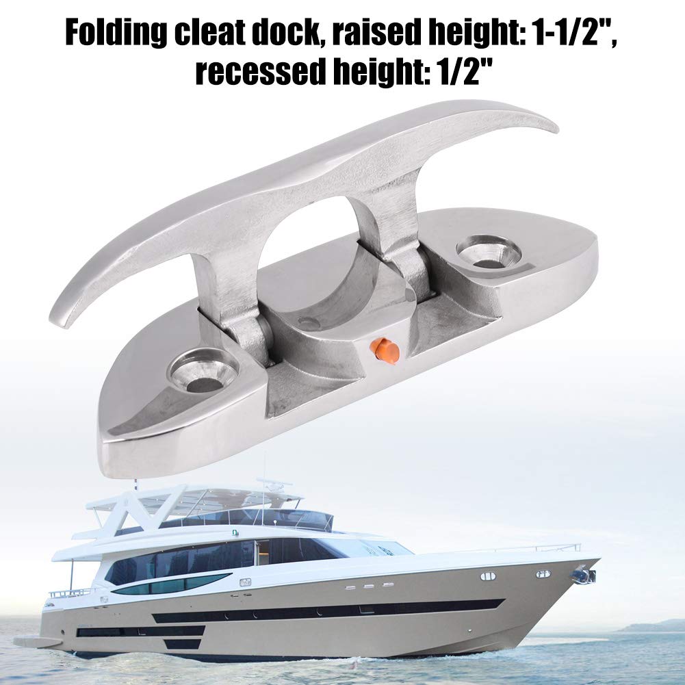 Fuerdich Boat Folding Cleat, Stainless Steel Marine Flip up Dock Cleat Boat Ties Kayak Rope Tie Cleat Rope Cleat for Deck and Boat