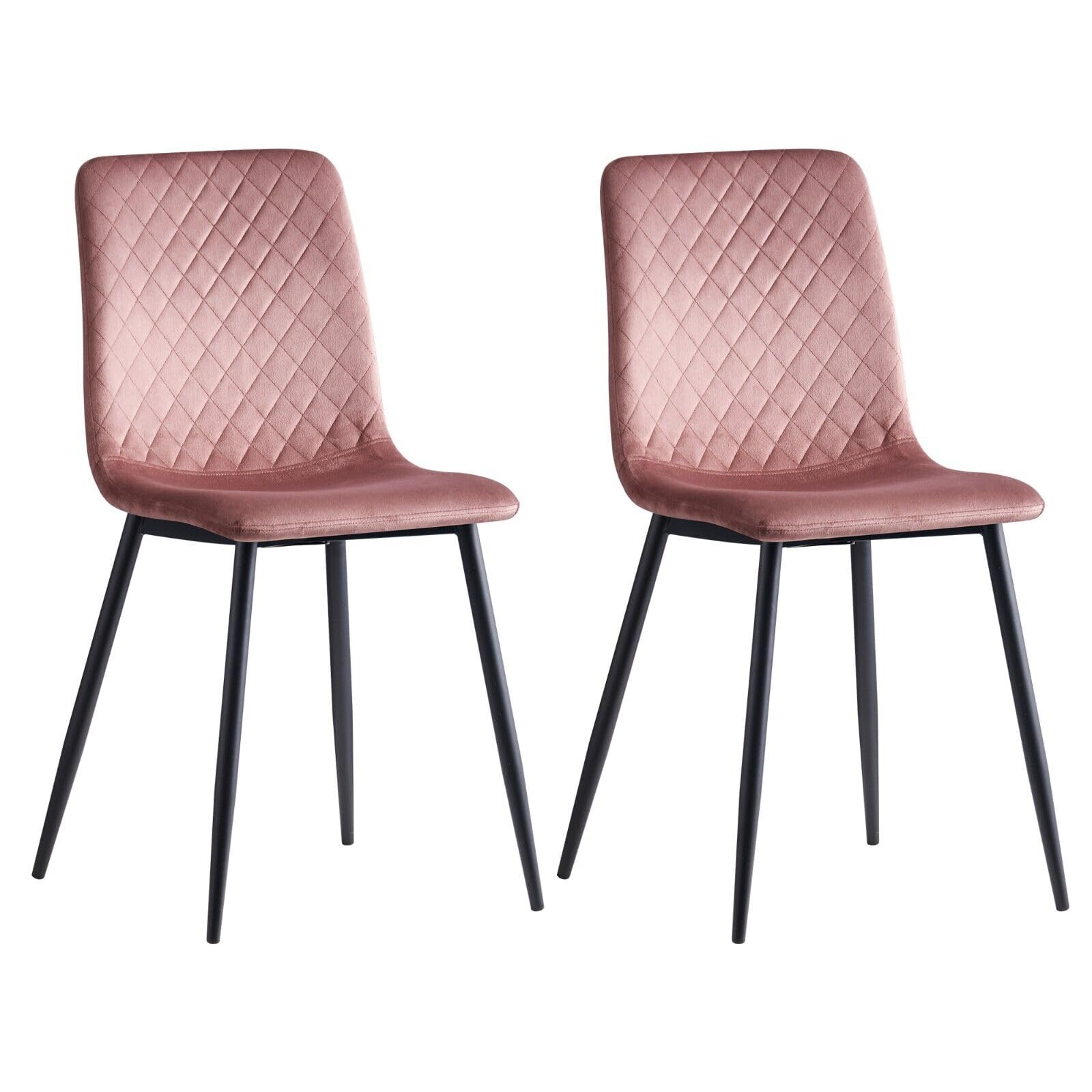 mcc direct Set mit 4 Designer Esszimmerstühlen aus Samtstoff, Metallbeine, Lexi-Stühle (Rosa)