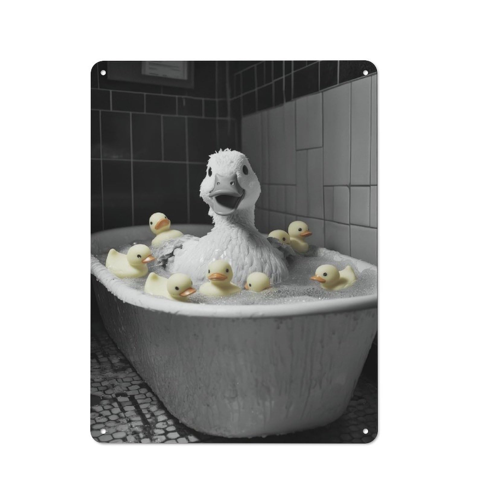 Classic Duck Bath Time Metal Sign 40x30cm, Classic Pub Decor for Diner, Restaurant, Shed Or Kitchen