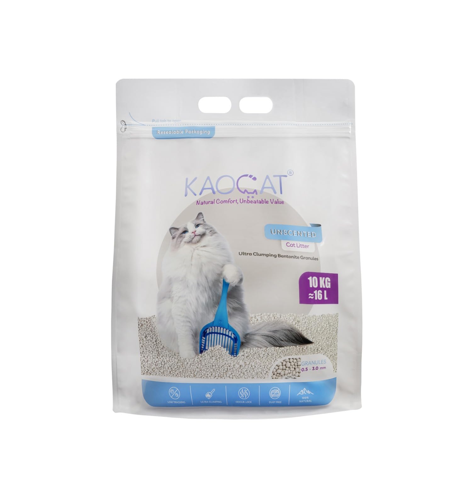 Unscented Clumping Cat Litter | Made of Natural Bentonite Clay Granules | Highly Absorbent | Soft on Cats & Kittens Paws | 100% Eco-friendly & Hypoallergenic | Resealable Packs (10KG) (10 KG)