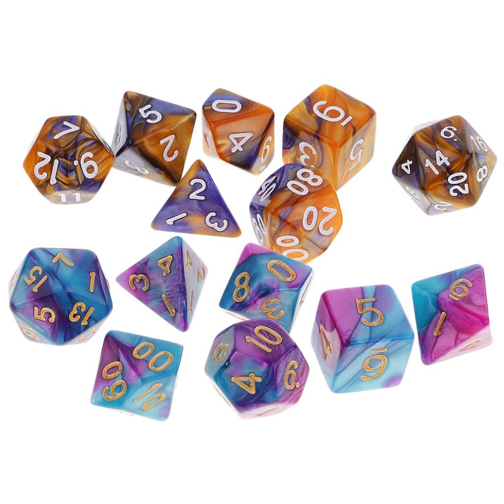 Enakshi (LABEL) 14Pcs Polyhedral Dice Die Set for Dungeons and Dragons RPG MTG Board Game Casino Supplies Toys 2