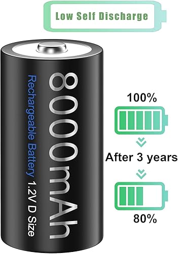 Miniatura 9 de Cargador de batería recargable universal para pilas AA AAA 9V C D con 6 unidades de 8000 mAh recargables de tamaño D, estuche de almacenamiento de