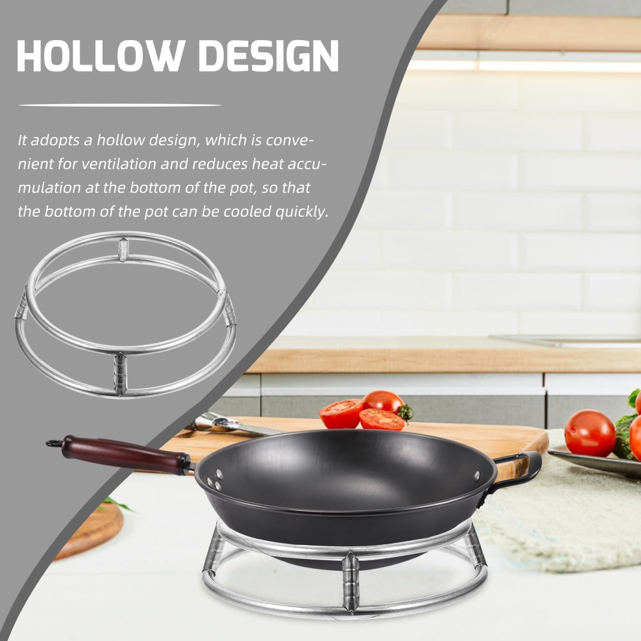 Double-Layer Round Pot Rack Wok Ring Heat Resistant Anti-Slip Cooking Pot Stand Holder 10.43X10.43X2.36In Kitchen Cookware Support