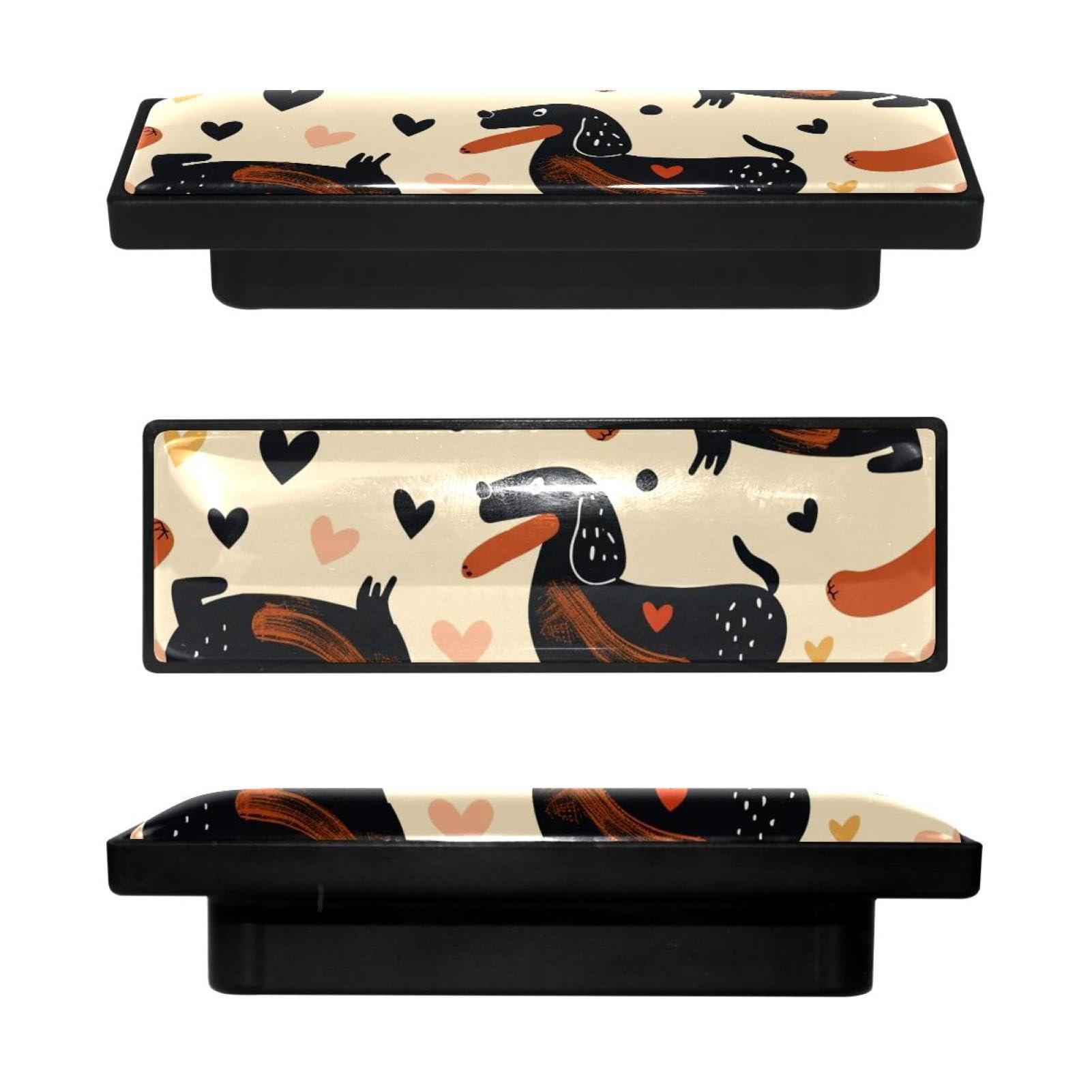 Bouton de placard rectangulaires haut de gamme style musée d'art motif chien saucisse
