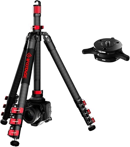 IFOOTAGE Trípode de viaje de 59 pulgadas con placa de liberación rápida, trípode Camrea de fibra de carbono, trípode de video ligero, compatible con