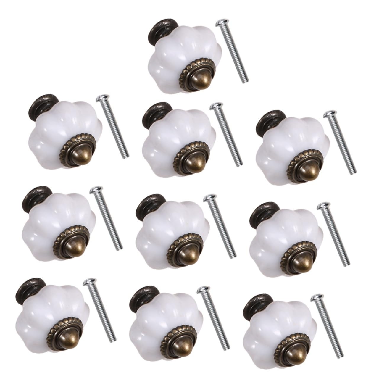 WOONEKY Pumpkin Knobs 10pcs Round Handles for Night Table Cabinet Drawer Green