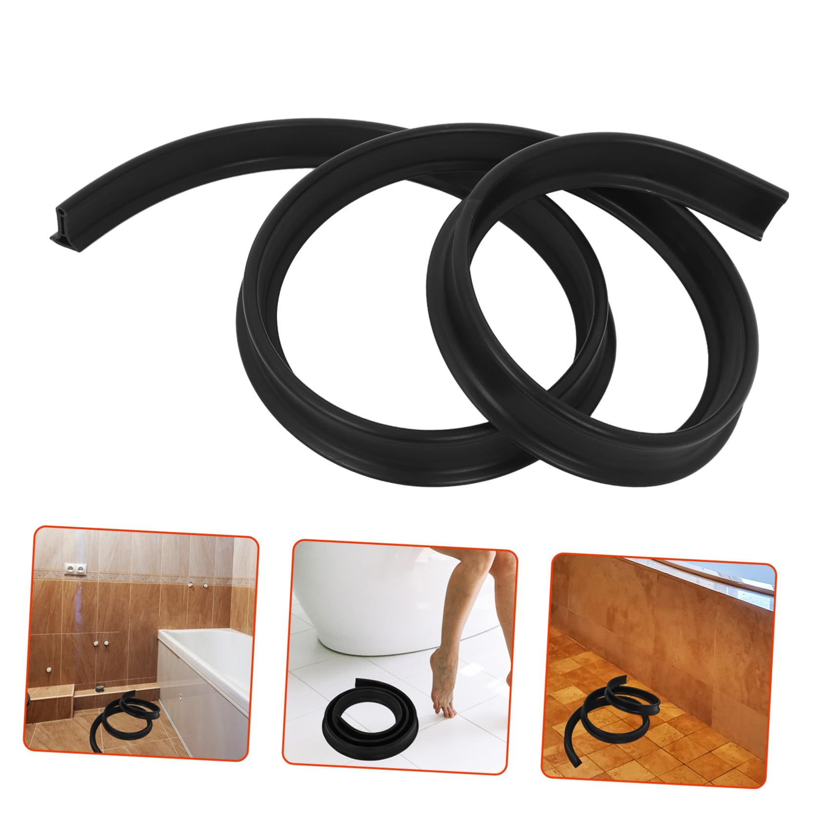 WOONEKY Barrera Agua Autoadhesiva Silicona Tira Sellado para Ducha Baño Cocina Protección Suelo Separación Seca Húmeda Moldeado Seguro