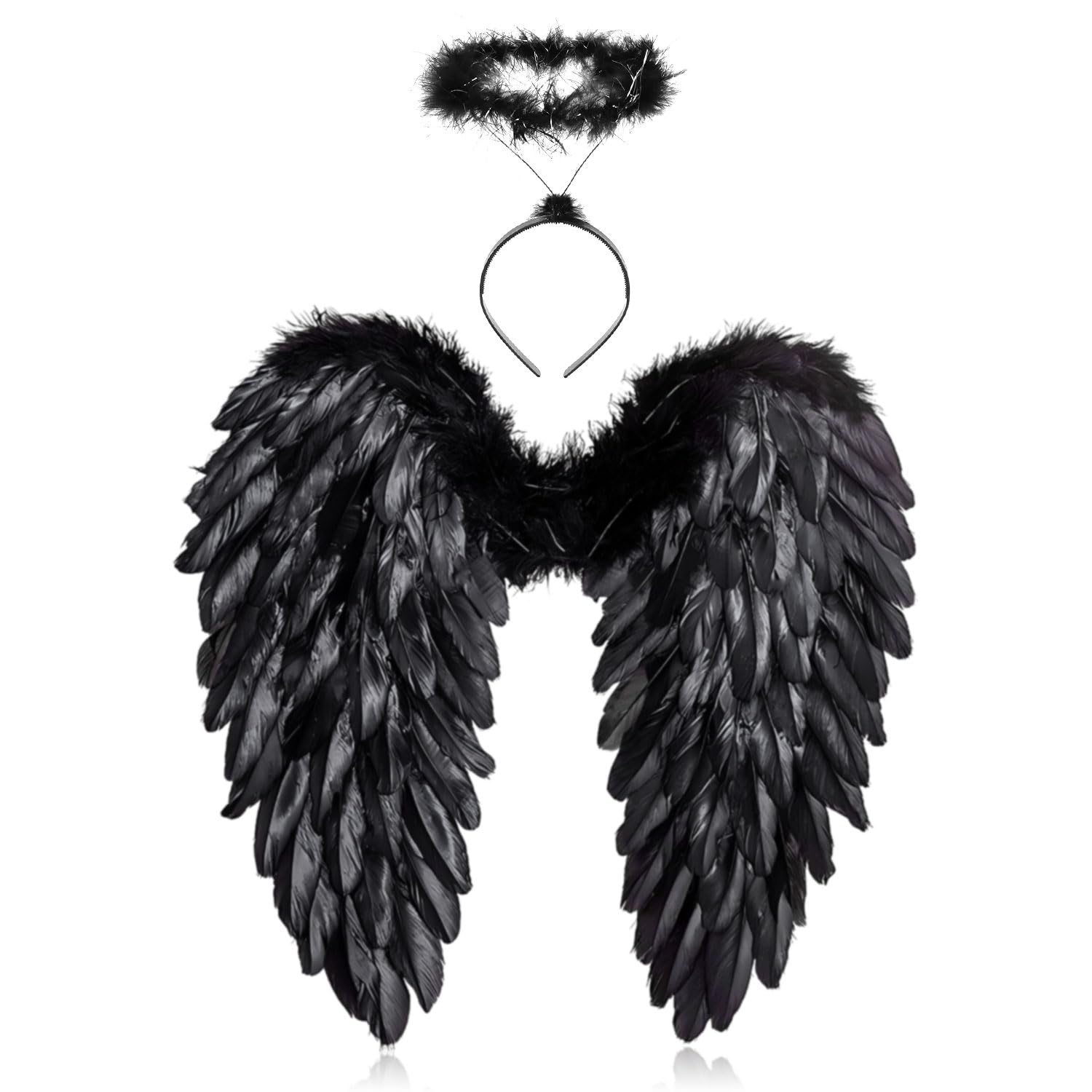 YeahBoom 60 cm, Ali D'angelo Nere Con Alone, Costume Per Donne E Ragazze, Feste Di Carnevale, Travestimento