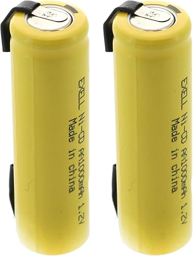 Exell AA 1.2V 1000mAh NiCD baterías recargables con pestañas para medidores, radios, automóviles híbridos, aplicaciones estáticas de alta potencia