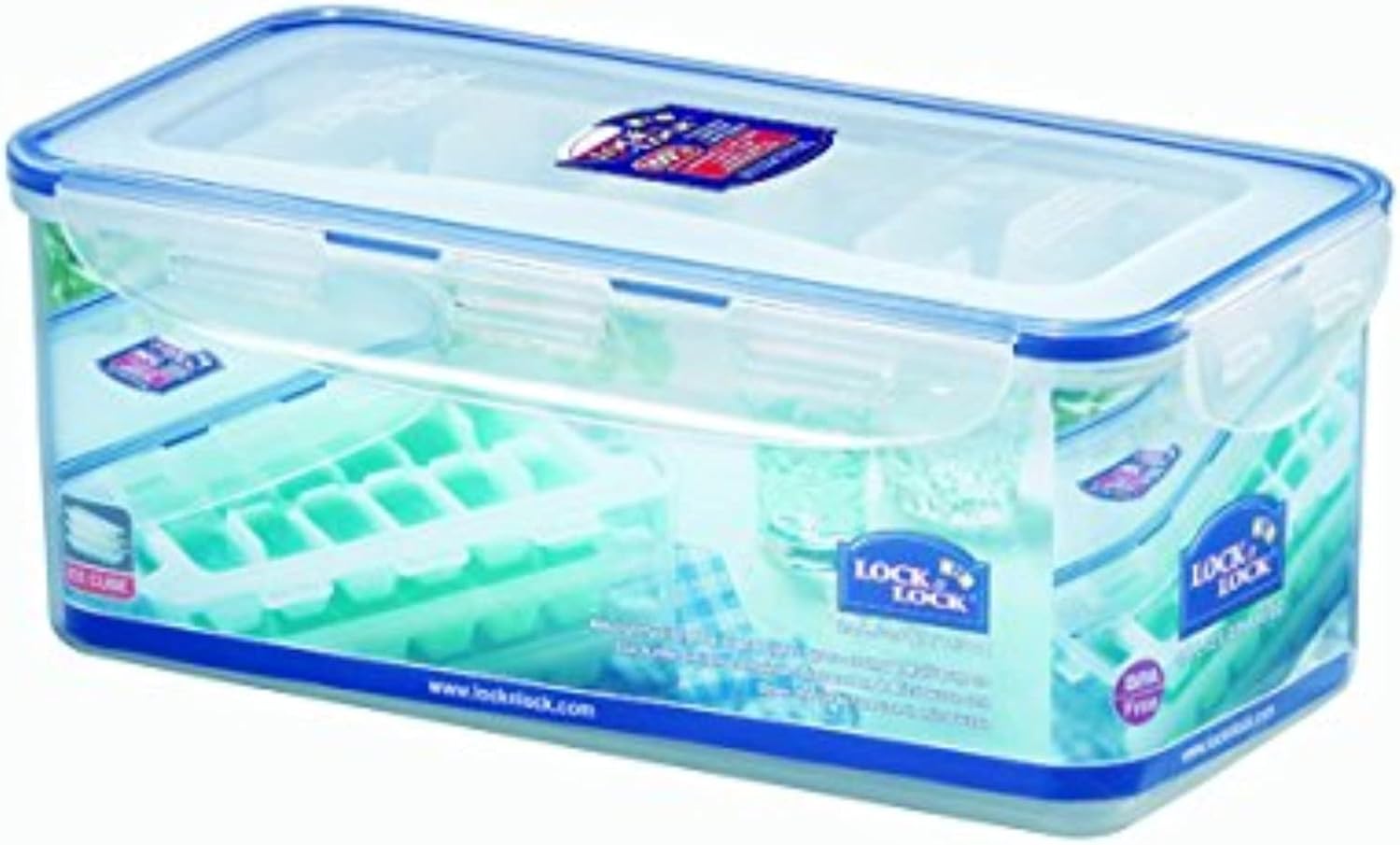 LOCK & LOCK Airtight Rectangular Food Storage Container with Ice Cube Trays 114.97-oz / 14.37-cup