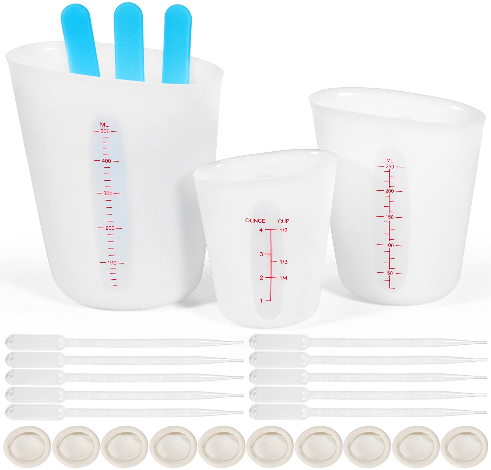 Celepoir 3 Pcs Silicon Measuring Cup, 125/250/500ml Silicone Measuring Cups