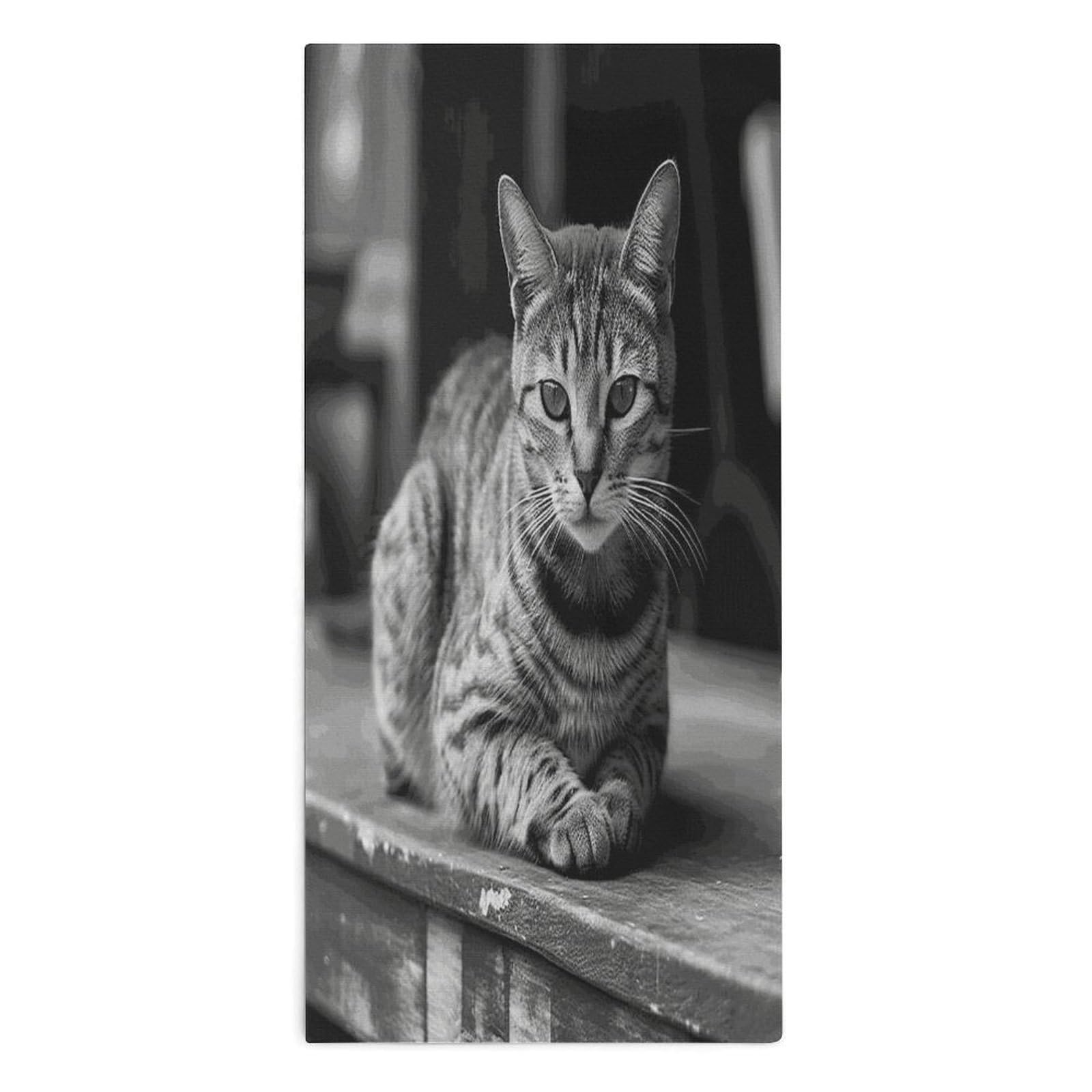 Btcowzrv Style A Gray Cat Bath Towel Beach Towels Shower Towel